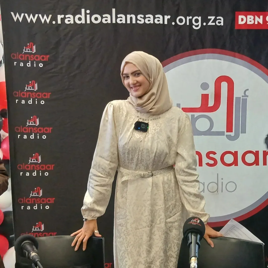 Razia at the Radio Al-Ansaar studio in Durban